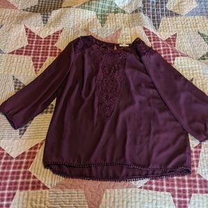 Maurices 1x Plum 3/4 sleeve blouse